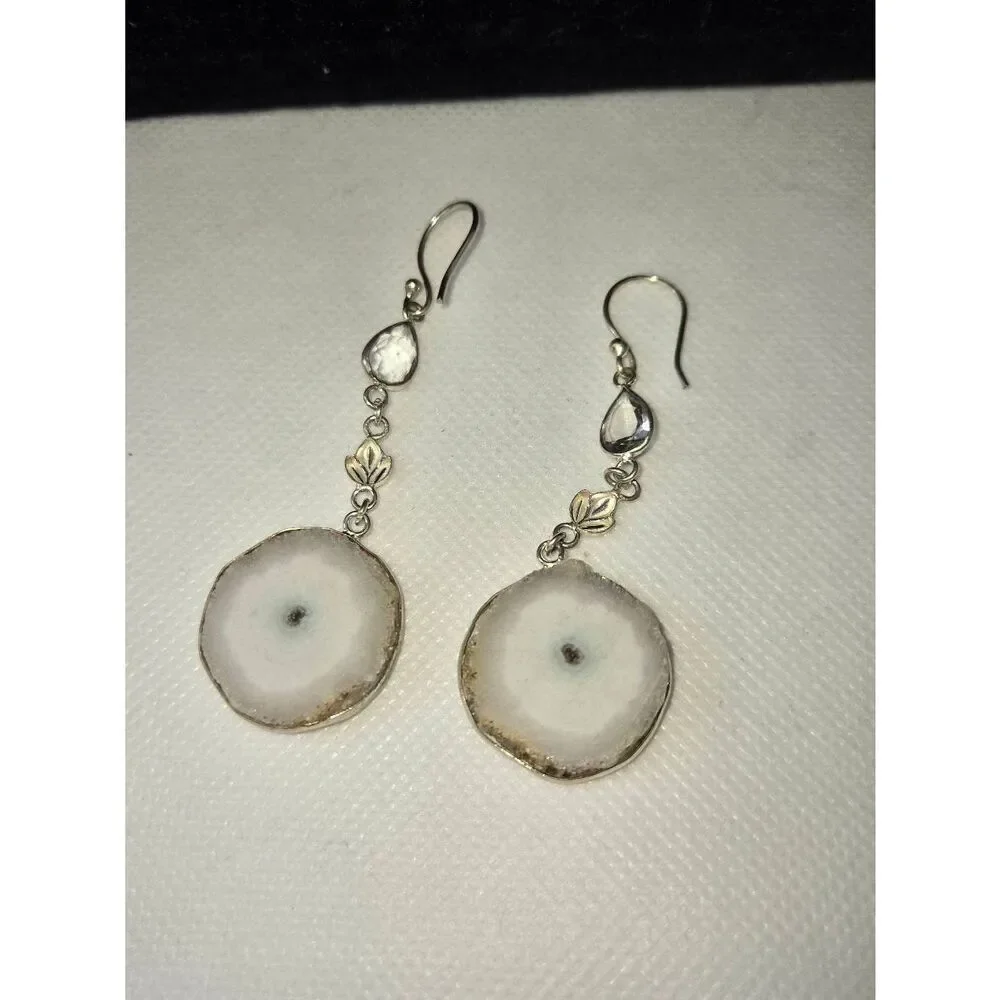 Solar Quartz Silver Handmade Drop Earrings